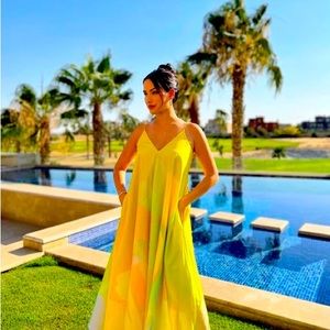 COS Yellow silk-blend printed maxi dress